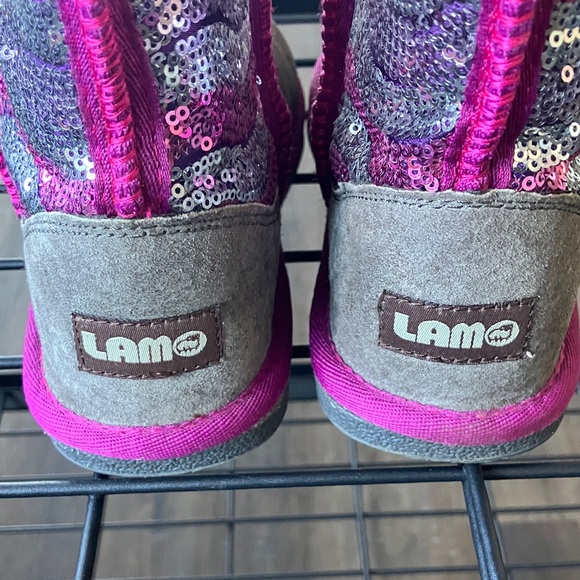 Lamo Gray and Pink Sequin Boots - Picture 3 of 9